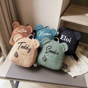 개인화 된 곰 배낭 사용자 정의 이름 휴대용 어린이 여행 쇼핑 배낭 여성의 귀여운 곰 모양의 어깨 배낭