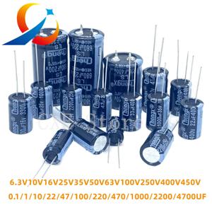 10V 16V 25V 35V 50V 63V 100V 200V 250V 400V 알루미늄 전해 콘덴서 20% 100UF 470UF 680UF 1000UF 1500UF 2200UF 3300UF