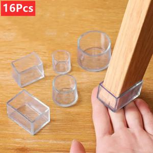 16Pcs 의자 다리 모자 고무 피트 보호대 패드 미끄럼 방지 투명 테이블 커버 플러그 가구 레벨링 피트 홈 장식