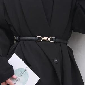 드레스에 대 한 간단한 패션 여자 가죽 스키니 벨트 빈티지 황금 버클 가짜 Leathe와 조정 가능한 얇은 허리 벨트 드레스 벨트