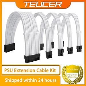 TEUCER PSU 연장 케이블 키트 솔리드 컬러 케이블 솔리드 콤보 350mm ATX 24Pin PCI-E 8Pin CPU 8Pin (빗 포함)