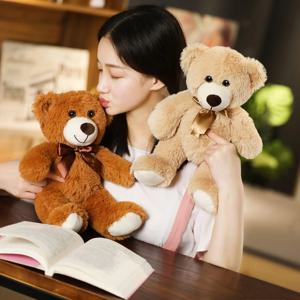 테디 베어 박제 동물 플러시 장난감, 밝은 갈색 박제 테디 베어 장난감, 베이비 샤워를위한 부드러운 플러시 선물, 방 장식