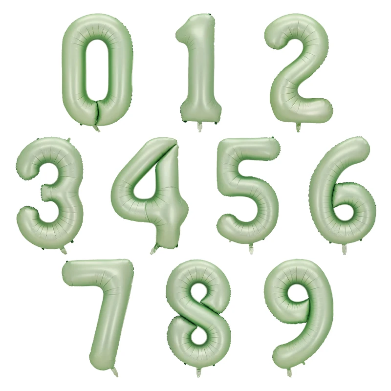 32/40 인치 녹색 디지털 호일 풍선 아보카도 색상 번호 0-9 생일 축하 파티 기념일 장식 베이비 샤워 글로브