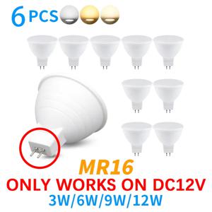 6Pcs LED 저전압 DC12V MR16 LED 스포트라이트 천장 3W 6W 9W 12W 120 3000K 6000K 집 방 연구 거실
