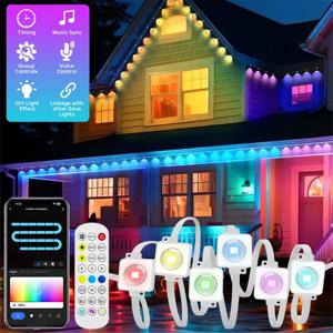 영구 야외 처마 LED 조명, 방수 RGB 스트링 조명, DIY 장면, 크리스마스 생일 휴일 파티 조명, 100FT 60 LED