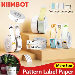 Niimbot 만화 패턴 D110 D110-M/D11 D11-H/D101 미니 휴대용 라벨 프린터 열 라벨 용지 방수 스티커 롤