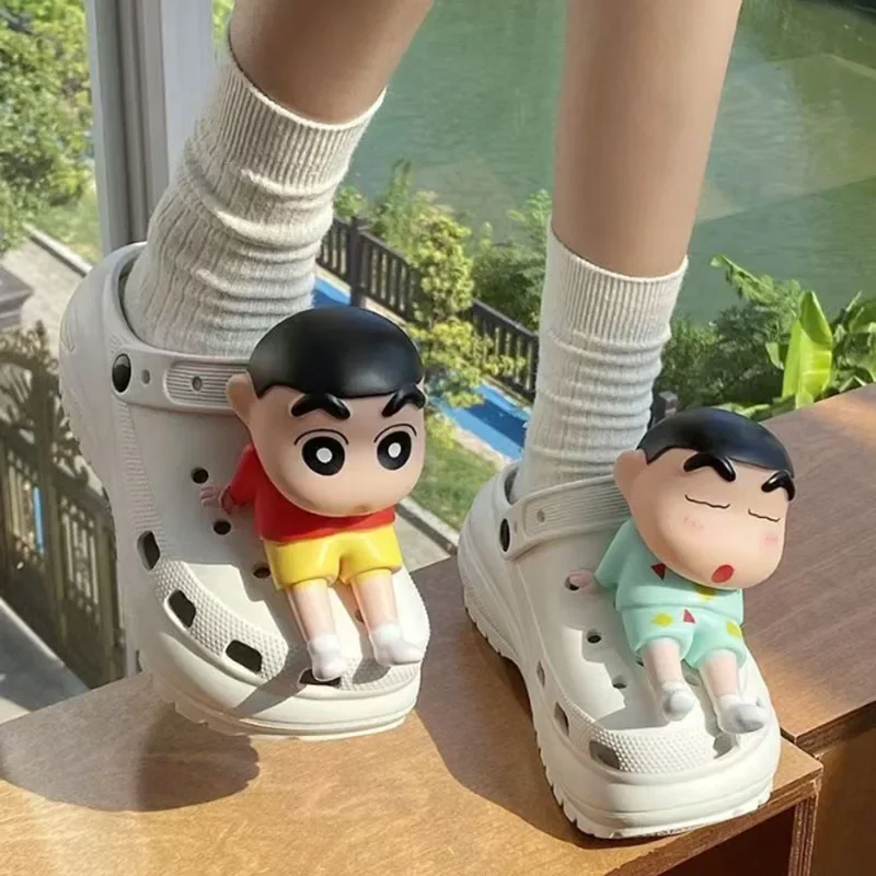 미니소 애니메이션 크레용 신짱 피규어 신발 장식 3D 인형 버클 크록스 샌들 신짱 신발 장식 선물