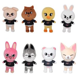 Skzoo 플러시 장난감 20cm 길 잃은 아이 플러시 늑대 찬 만화 박제 동물 플러시 인형 어린이를위한 귀여운 동반자 성인 팬 선물