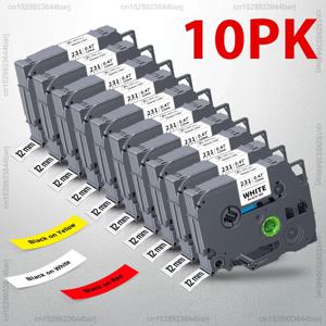 5Pcs/10Pcs TZe231 Brother P-Touch TZe-231 테이프와 호환 가능 Brother PT-H110 라벨 메이커 용 흰색 바탕에 12mm 231 적층 검정색