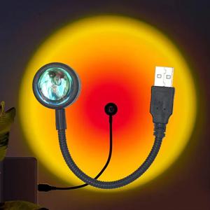 1x USB 일몰 램프 LED 레인보우 네온 야간 조명 프로젝터 사진 벽 분위기 조명 침실 홈 룸 장식 선물