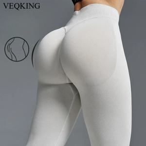 VEQKING Scrunch 엉덩이 여성 요가 바지 원활한 충격 스포츠 레깅스 낮은 허리 체육관 피트니스 스타킹 빠른 건조 운동 바지