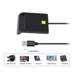 USB 스마트 카드 리더, 은행 카드 IC/ID EMV 카드 리더 (Windows 7, 8, 10, Linux OS 지원, USB-CCID, ISO 7816)