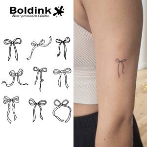 Bowknot 임시 문신, 15일까지 지속됩니다. 신기술 매직 방수 반영구적 스티커.