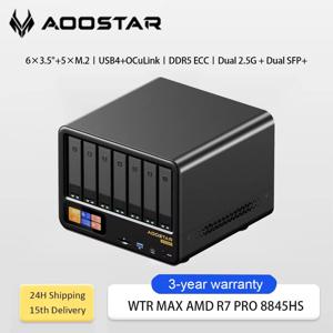 아우스타 WTR MAX NAS 미니 PC 11베이 Ryzen 7 Pro 8845HS 6개의 3.5인치 HDD + 5개의 M.2 SSD NAS 듀얼 10G 포트 가정/사무실 스토리지 서버용