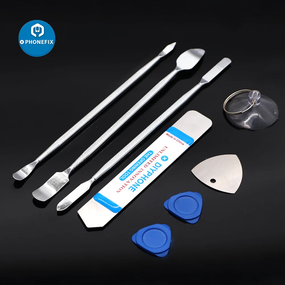 3/8pcs 범용 휴대 전화 수리 열기 도구 금속 Spudger 키트 핸드폰 분해 Crowbar Steel Pry 분해 도구