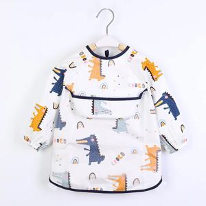 아기 어린이 유아 긴 소매 스카프 방수 아트 작업복 먹이 턱받이 앞치마 주머니 유아 소년 소녀 Burp Cloth Bandana Bibs