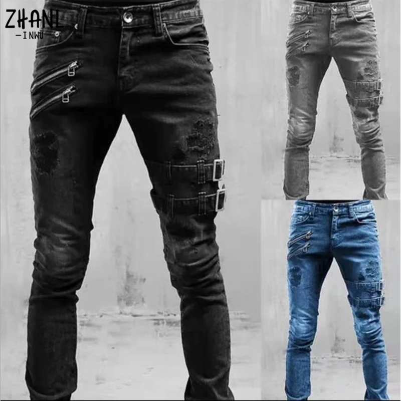 플러스 사이즈 스트레이트 청바지 남자 바지 봄 여름 남자 친구 청바지 streetwear 스키니 지퍼 3 색 cacual 긴 데님 바지
