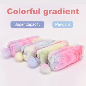 Kawaii 플러시 연필 케이스 귀여운 펜 상자 여자를위한 대용량 보관 가방 학생 학교 사무용품 편지지
