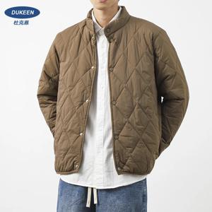 Dukeen Lingge 스티치 코튼 자켓 남성 겨울 빈티지 솔리드 컬러 자켓 두꺼운 스탠드 업 칼라 야구 정장 자켓