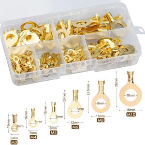 150pcs 박스형 터미널 블록 와이어 커넥터 M3/M4/M5/M6/M8/M10 O 형 접지 러그 터미널 냉간 압착 구리 탭 배선 노즈