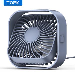 TOPK 미니 휴대용 팬 USB 책상 팬 테이블 강력한 공기 흐름 및 조용한 작동 3 속도 바람 360 ° 방 홈용 회전식 스탠딩 팬