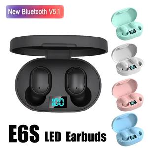 E6S TWS 무선 헤드폰 스포츠 방수 블루투스 5.0 이어폰 스테레오 헤드셋, Iphone 용 마이크 포함 Xiaomi Vivo Oppo