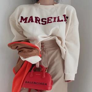 레트로 게으른 스타일 라운드 넥 인쇄 긴 소매 운동복 캐주얼 다목적 느슨한 여성 streetwear 가을 겨울 세련된