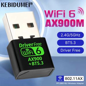 AX900 USB WiFi 6 Bluetooth 5.3 어댑터 2in1 동글 듀얼 밴드 2.4G 및 5GHz USB WiFi 네트워크 무선 Wlan 수신기 드라이버 무료