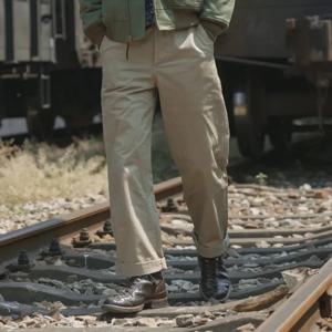 견고한 Bronson Army Chino 바지 1942 패턴 카키색 밀리터리 스타일 캐주얼 바지