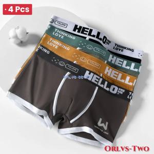 4 PCS 2024 남자 속옷 코 튼 속옷 편지 허리띠 편안한 통기성 소프트 복서 패션 캐주얼 스포츠 반바지