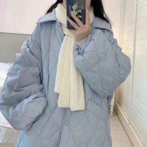 여성용 긴팔 솔리드 스탠드 칼라 파카, 한국 단추 따뜻한 올 매치 심플 트렌드 상의, 가을 겨울 패션