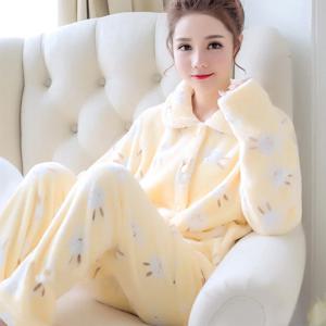 새로운 여성의 가을, 겨울 따뜻한 잠옷 Homewear 정장 산호 벨벳 잠옷 소녀 패딩 두꺼운 달콤한 플란넬 Homewear