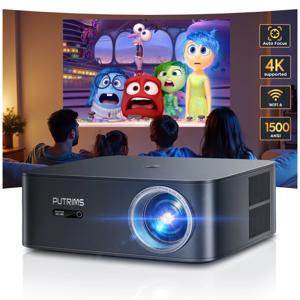 PUTRIMS K12 FHD 1080P 블루투스 와이파이 프로젝터, 넷플릭스 공식 및 AI 자동 초점 1500, ANSI 30000 루멘, 자동 초점 4K 지지대