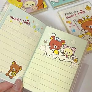 미니 A7 만화 노트 풀 컬러 가로줄 내부 페이지 페이지 귀여운 곰 그림 포켓 메모장 어린이 소책자