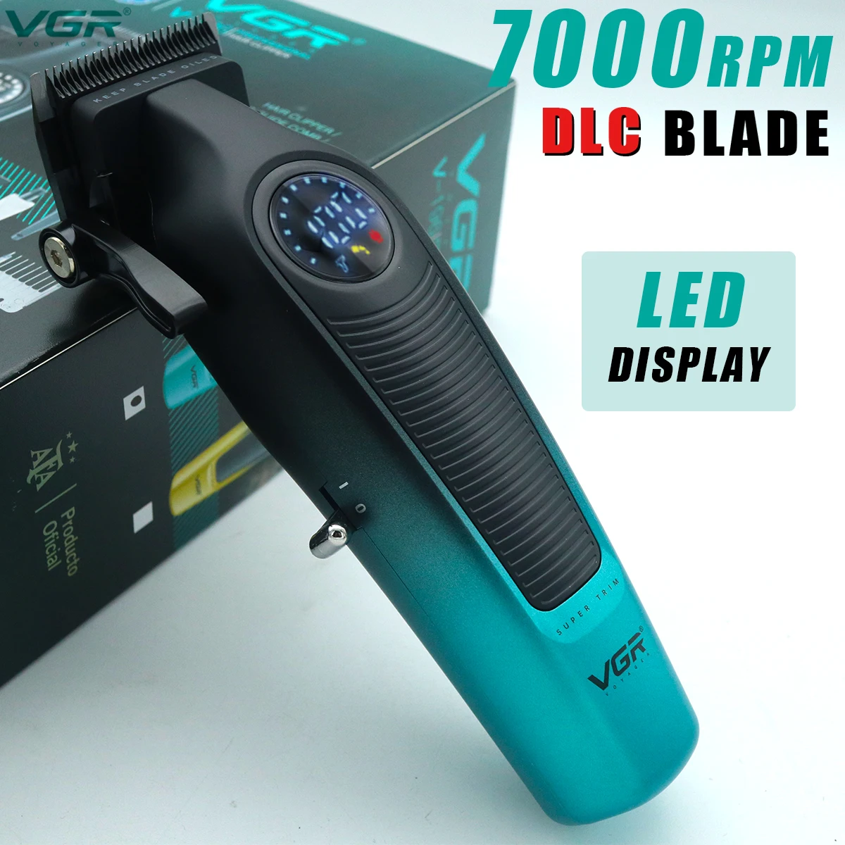VGR 196 전문 헤어 클리퍼 DLC 블레이드 LED 디스플레이 무선 USB 세라믹 블레이드 남성용 이발 기계 헤어 트리머 기계
