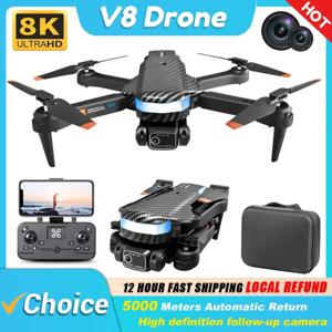 새로운 V8 드론 전문 8K HD 카메라 Mini4 드론 전문 항공 사진 3면 장애물 회피 Quadcopter 장난감