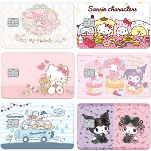 애니메이션 Sanrio 헬로 키티 은행 신용 카드 Kuromi 멜로디 패스 스티커 장식 방수 스크래치 방지 스티커