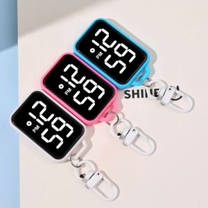 1/4pcs LED 키체인 포켓 시계 디지털 디스플레이 전자 시계 젊은 학생 배낭 열쇠 펜던트 시계 선물