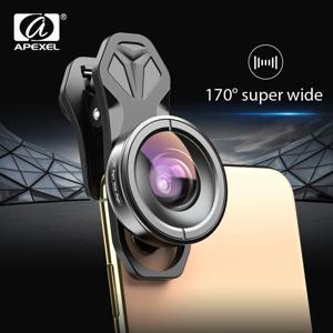 APEXEL 광학 전화 렌즈 HD 170도 초광각 렌즈 iPhonex xs max Xiaomi 모든 스마트 폰용 카메라 광학 렌즈