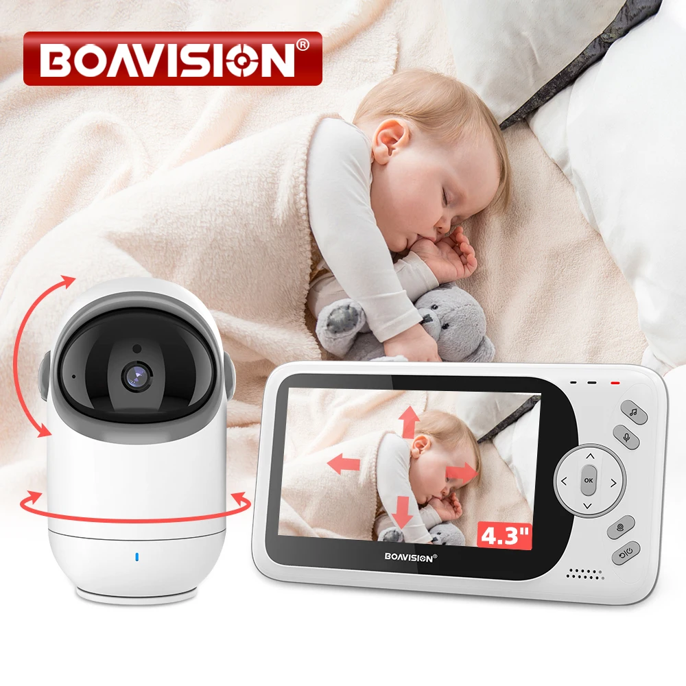 팬 틸트 카메라가 장착된 4.3인치 비디오 베이비 모니터 2.4G 무선 양방향 오디오 나이트 비전 보안 카메라 베이비시터 VB801