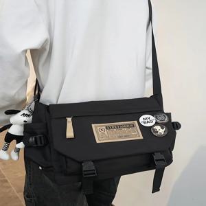 패셔너블한 학생 백팩 남성 의류 수업 가방 여성 크로스바디 캐주얼 출퇴근 가방 나일론 소재 지퍼 클로저 단색