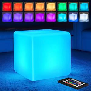 LED 큐브 야간 조명, USB 충전식 데스크탑 장식 조명, 광장 주변 램프, 파티 캠핑용 컨트롤러 포함, 16 색