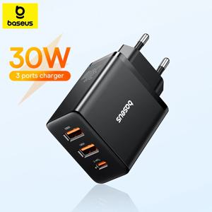 Baseus USB C 전화 충전기 30W Type-C 고속 충전기 PD20W QC3.0 iPhone 13 12 Pro Max Samsung Xiaomi Mini Compact For Travel