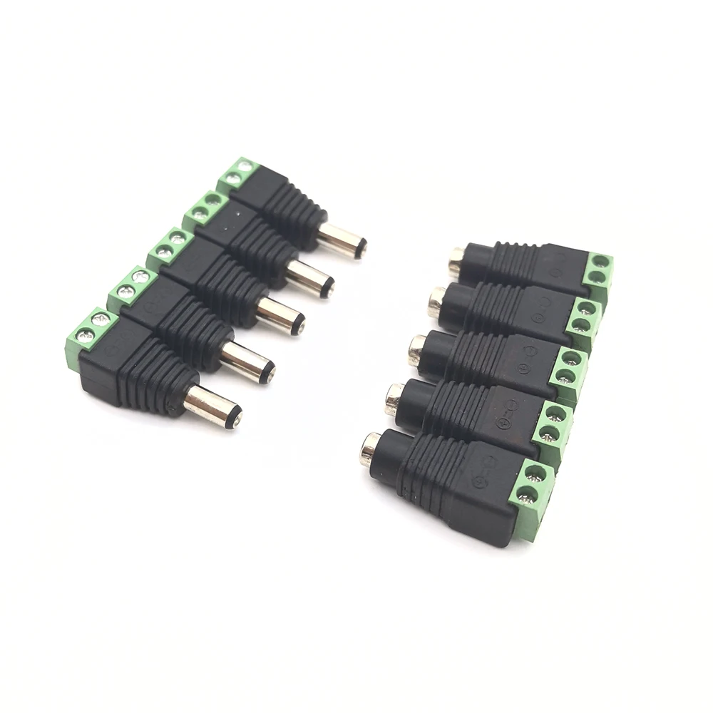 DC 12V 남성 여성 커넥터 2.1*5.5mm 전원 플러그 어댑터 잭 소켓 커넥터 신호 색상 LED 스트립 CCTV 카메라