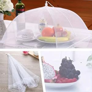 1pcs 흰색 안티 플라이 야채 커버 접이식 메쉬 식품 커버 안티 모기 식탁 커버 가정용 식사 커버
