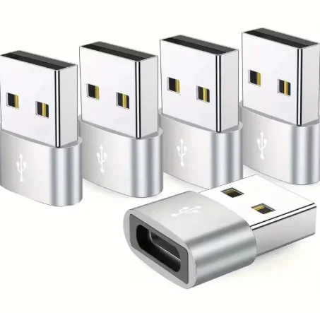 5PCS OTG USB to USB C 어댑터 iPhone iPad Samsung S23 IWatch AirPods를 포함한 내구성 있는 금속 빌드 범용 호환성