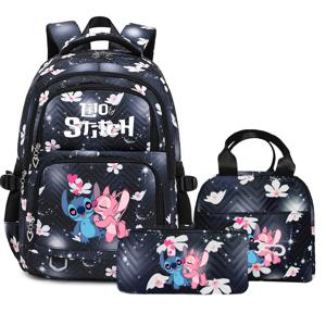 릴로 스티치 배낭 십대 소녀를위한 Schoolbag Bookbag Mochila 방수 여성 배낭 여성 여행 가방 크리스마스 선물