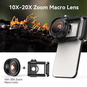 APEXEL 10X-20X 줌 휴대 전화 매크로 렌즈 37MM 스레드 전화 렌즈 지원 범용 스트레칭 클립이있는 눈 매크로 사진