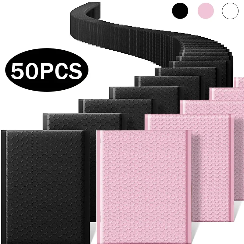 50-10PCS 블랙/핑크/화이트 버블 메일러 배달 패키지 포장 소규모 비즈니스 용품 버블 봉투 포장 가방 메일러