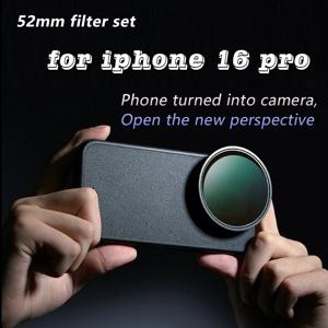 초박형 52mm 필터 CPL VND 별빛 검은 안개 필터 가죽 전화 케이스 iPhone 16 Pro 카메라 제어 보호 커버